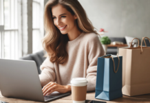 Jak Polacy kupują w sieci? zadowolona kobieta przy laptopie