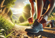 Jak zacząć biegać? mężczyzna wiąże buty do biegania
