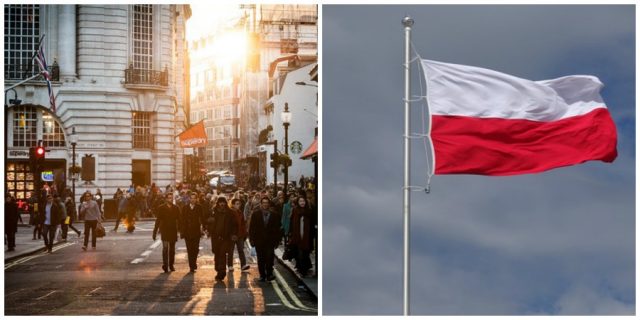 Ludzie obcych narodów i polska flaga